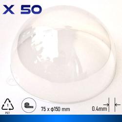 Semisferă transparentă din plastic pentru vopsit, 150 x 75 mm, pentru expunere pe perete