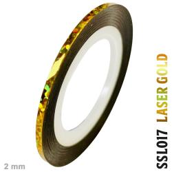 bandă adezivă cu dungi, cromată și holografică, rolă 2mm x 20m