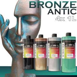 vopsea bronz cu efect patinat -  set complet acrilic