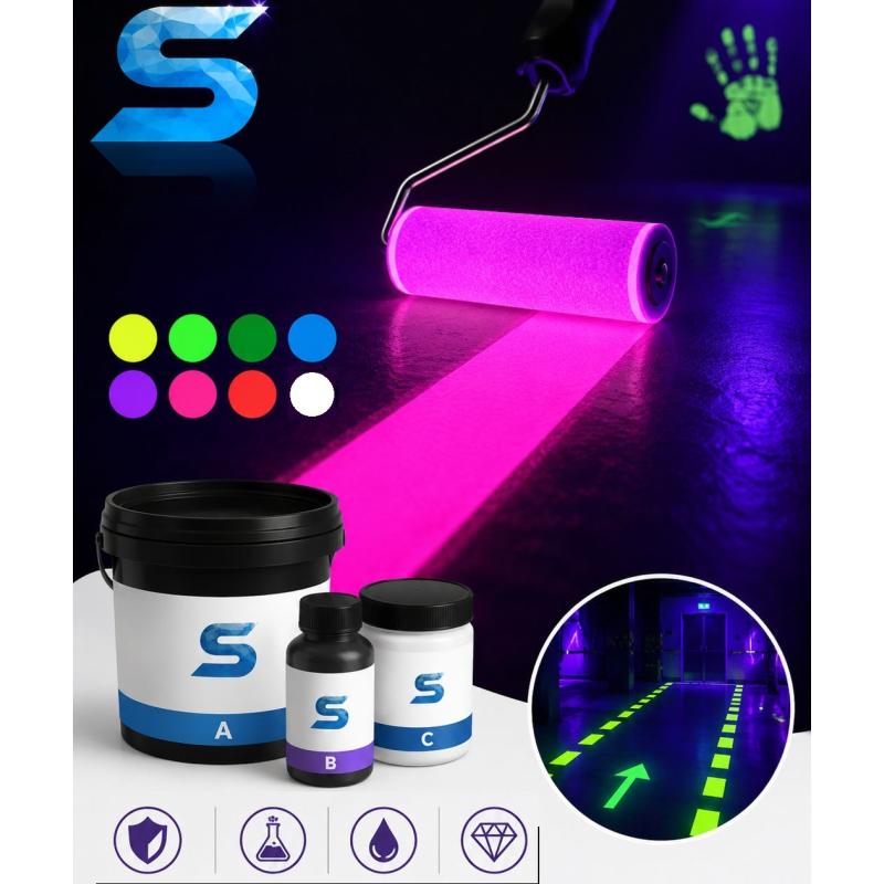 Vopsea epoxidică fluorescentă invizibilă sub lumina neagră UV2329